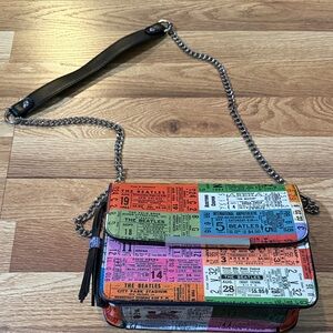 The Beatles x Loungefly colorful Ticket Print Women's Bag